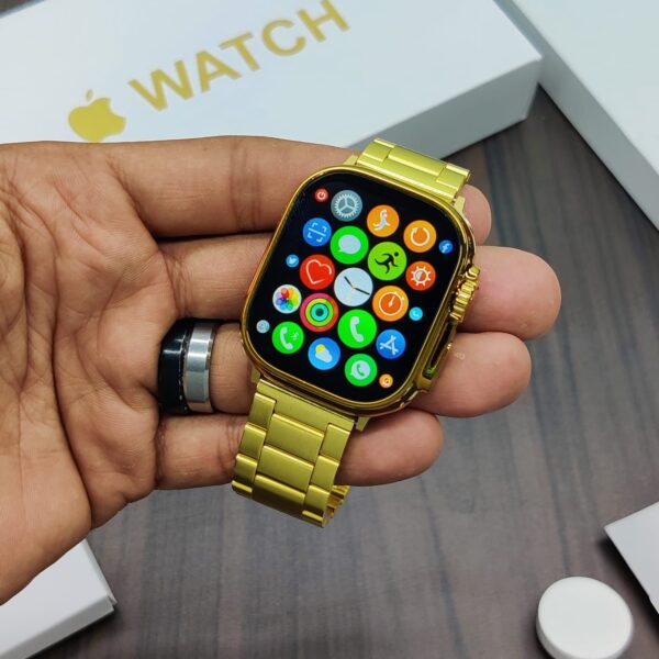 Gold Ultra Watch with apple logo - Image 2